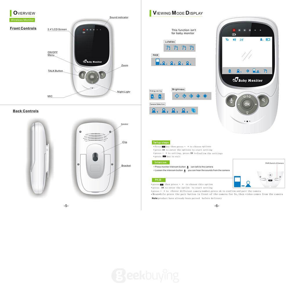 J01 2.4Ghz Wireless Digital Video Baby Care Monitor Night Vision 2