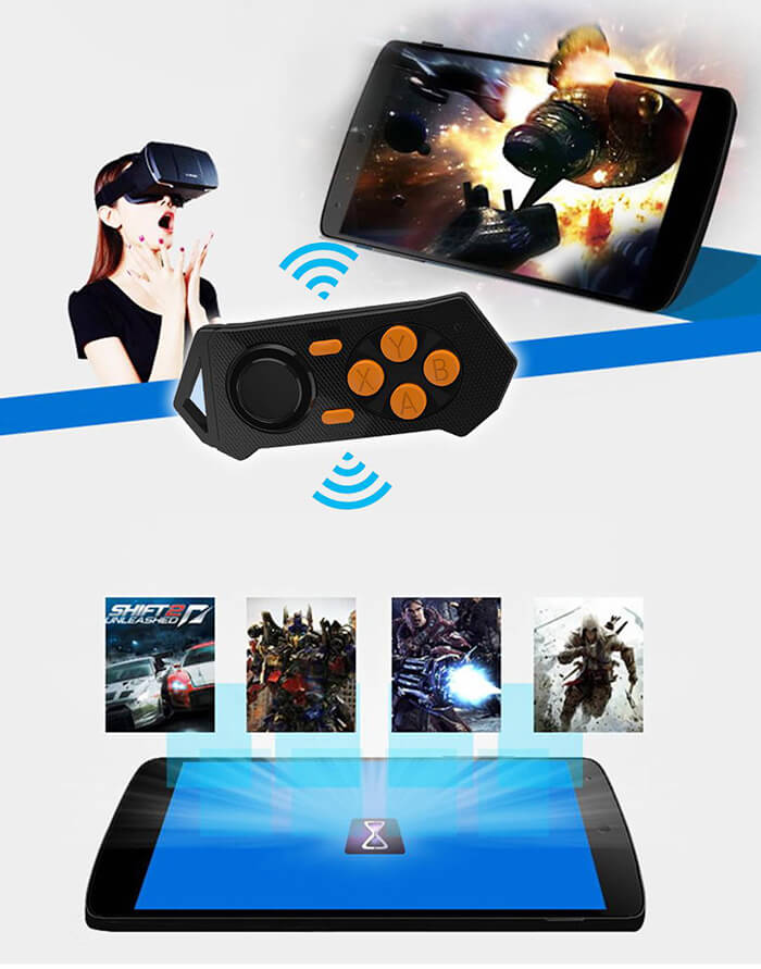 GS11 VR Headset Rechargeable BK3231 Bluetooth3.0 Gamepad Game Controller Selfie for Android/iOS/PC - Blue