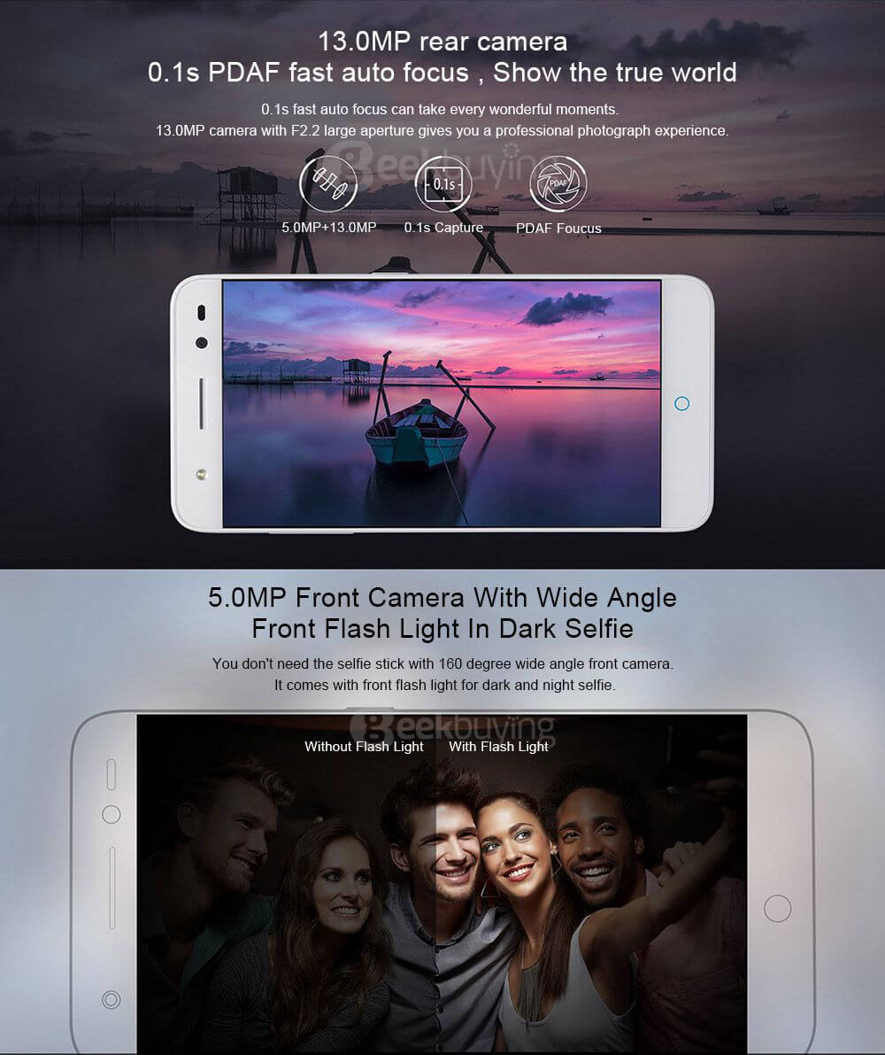 ZTE Blade A2 BV0720 5.0inch HD VoLTE 4G Android 5.1 Smartphone 64bit MT6750 Octa Core 2GB 16GB 5.0MP 13.0MP Touch ID OTG Metal Body - Silver