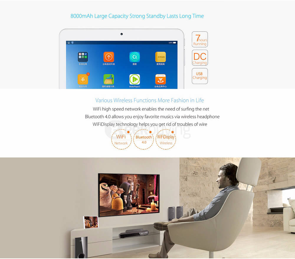 Teclast X98 Plus II Android 5.1 2in1 Tablet PC 9.7 inch 2GB/32GB Intel Cherry Trail Z8300 Quad Core 1.84GHz IPS 2048*1536 - Gray