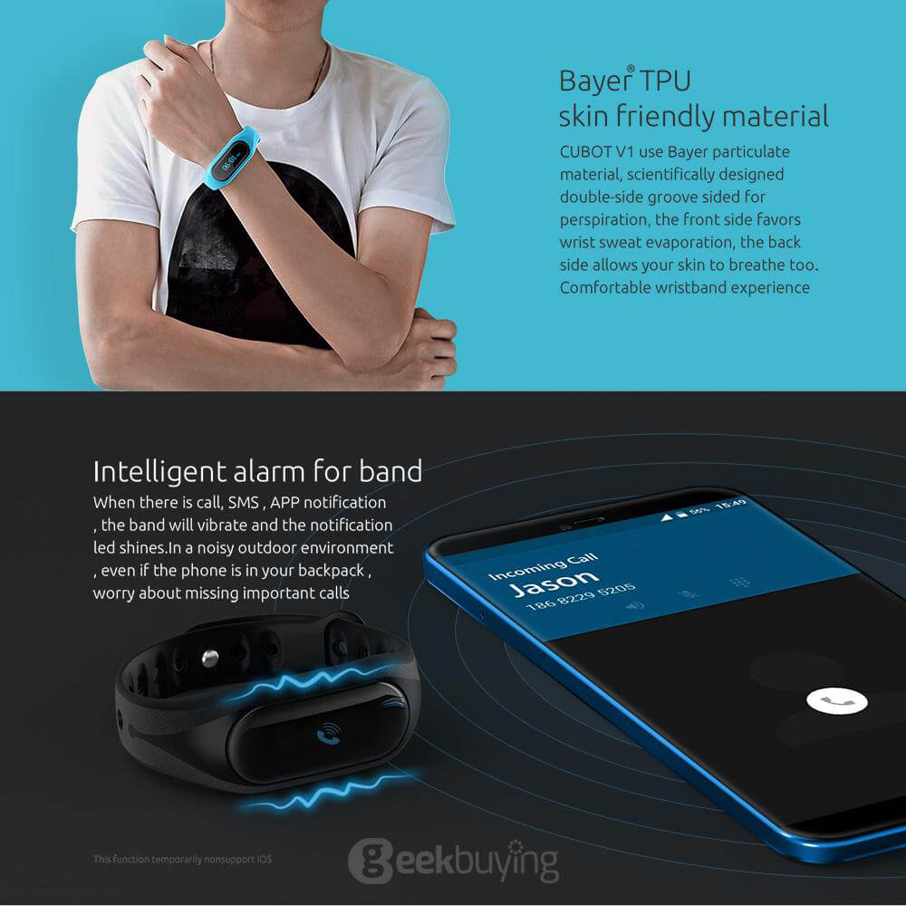 CUBOT V1 Bluetooth Smartband With 0.88