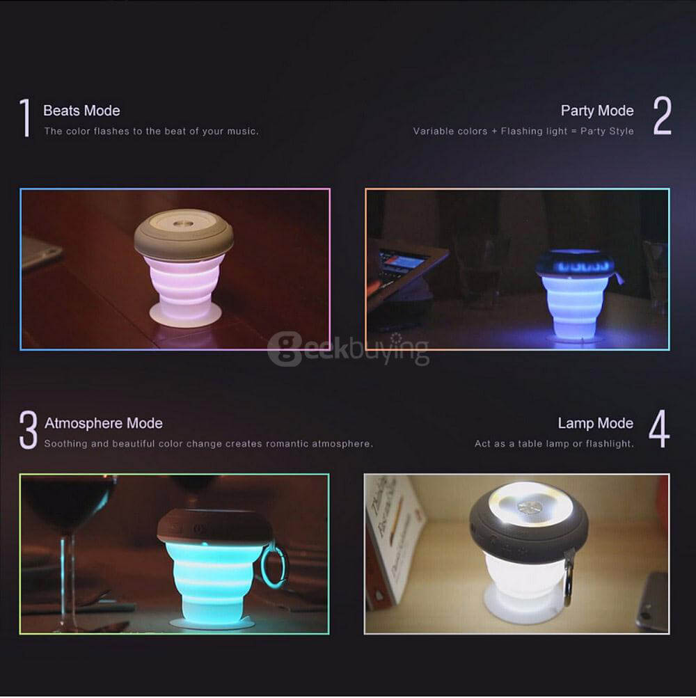 ROCK RAU0520 Suction Cup Bluetooth 4.0 Speaker Mini Pocket Music Player Bass Resonator IPX4 Waterproof With Kickstand Handsfree Functions - Gray