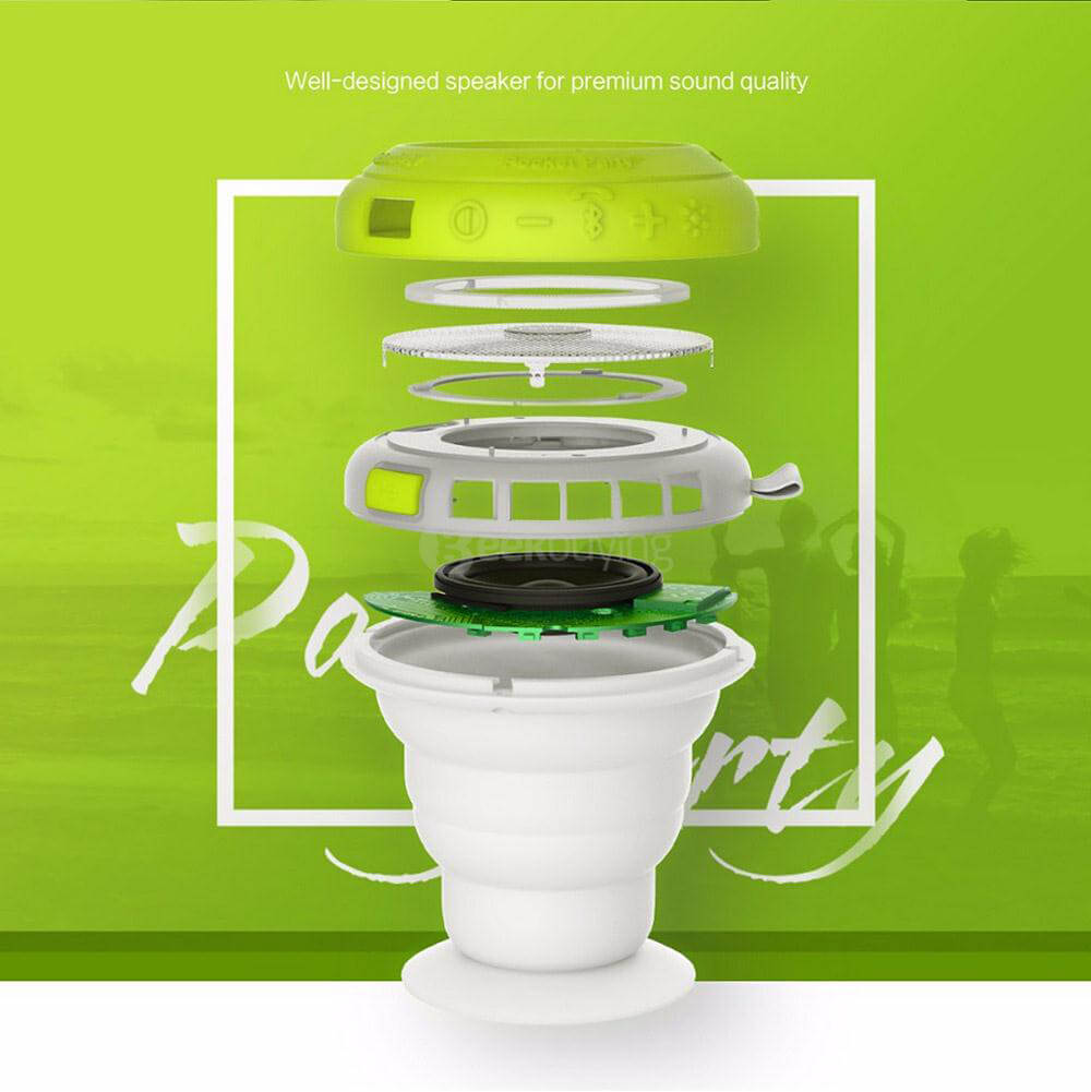 ROCK RAU0520 Suction Cup Bluetooth 4.0 Speaker Mini Pocket Music Player Bass Resonator IPX4 Waterproof With Kickstand Handsfree Functions - Gray