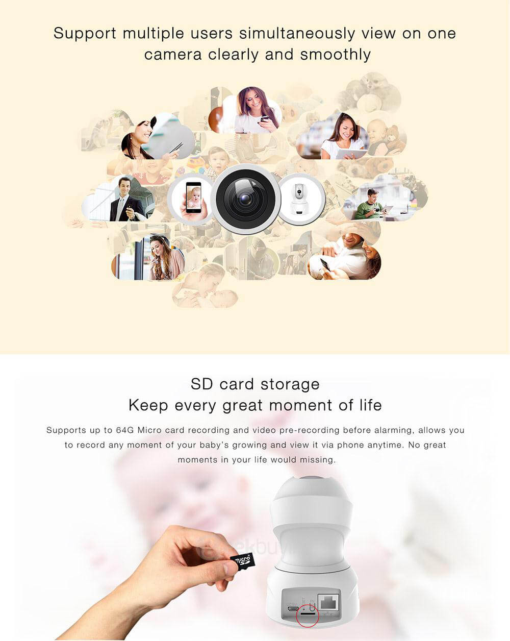 826 Smart Wireless PTZ Cloud Camera H.264 Video Compression Night Vision Indoor Camera