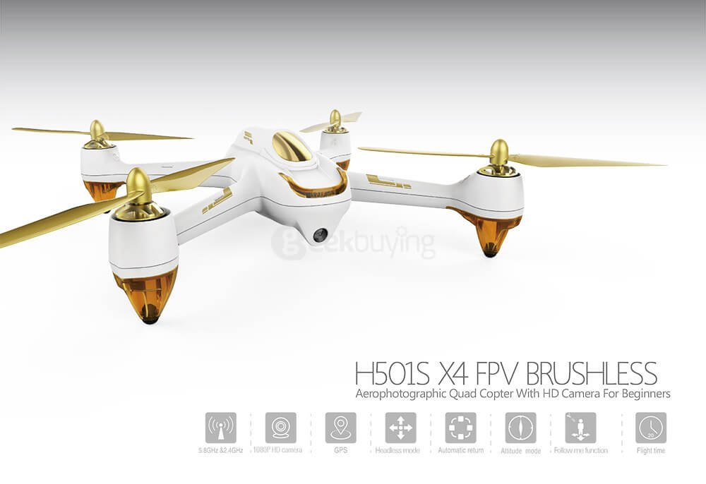 Hubsan H501S High Edition 5.8G FPV Brushless With 1080P HD Camera GPS RC Quadcopter RTF - White
