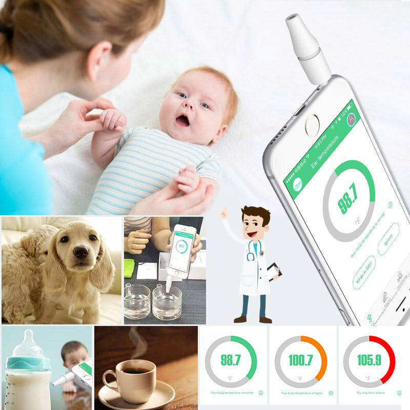 Didicer Smart Digital Infrared Ear Thermometer for Baby Adults Temperature Measuring Health Care for iOS Phones - White