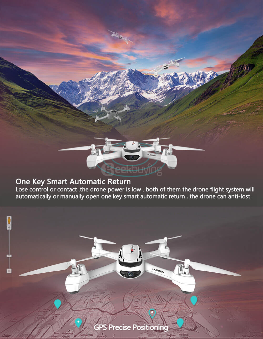 Bundle Hubsan X4 H502S 5.8G FPV GPS RC Quadcopter + Extra 7.4V 610mAh battery + Extra Propeller Set