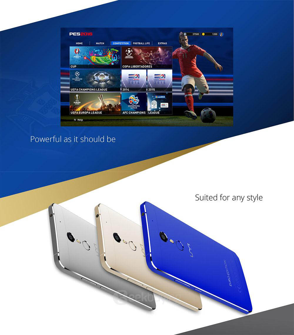 UMI Super Euro Edition 5.5inch FHD Android 6.0 MTK6755 Smartphone Octa core 2.0GHz 4GB 32GB 13.0MP Touch ID Type-C LED Notification 4000mAh Battery - Blue