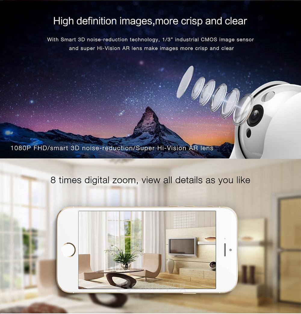826 Smart Wireless PTZ Cloud Camera H.264 Video Compression Night Vision Indoor Camera