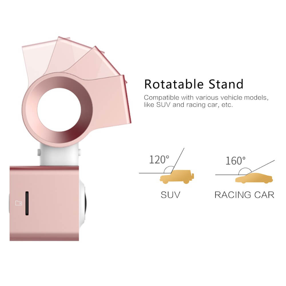 ROCK AutoBot Eye Novatek 96655 1080P FHD 150 Degree Car Recorder Sony Sensor Buit-in Wifi Car Camera + Dual Interfaces Car Chager - Rose Gold