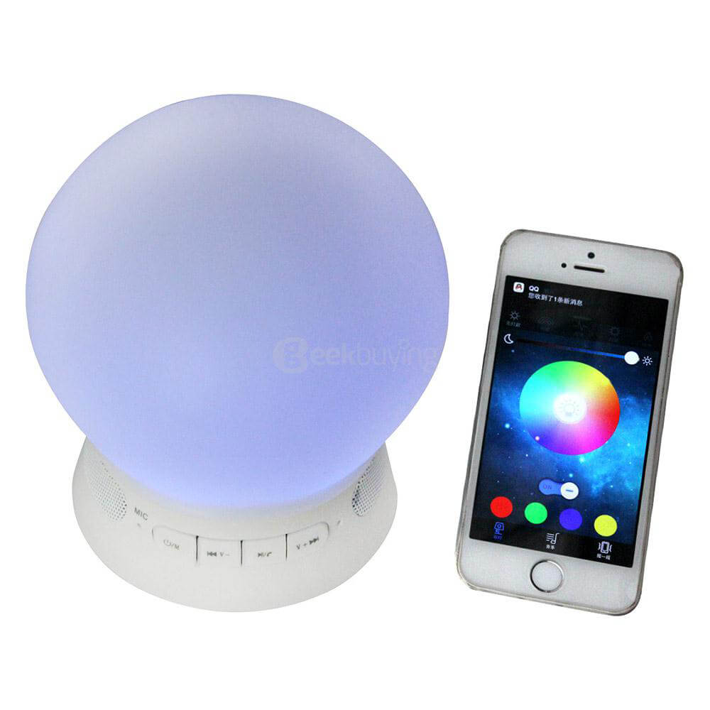 TS-D04 Wireless Bluetooth 4.0 Speaker 3W Colorful LED Light Lamp Support Hands-free Call/ App Control/ TF Card/ FM Radio/ Music Player - White