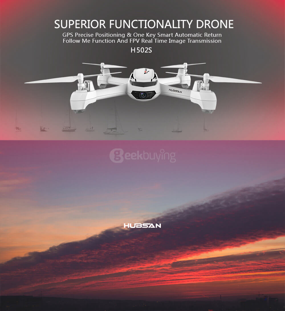 Bundle Hubsan X4 H502S 5.8G FPV GPS RC Quadcopter + Extra 7.4V 610mAh battery + Extra Propeller Set