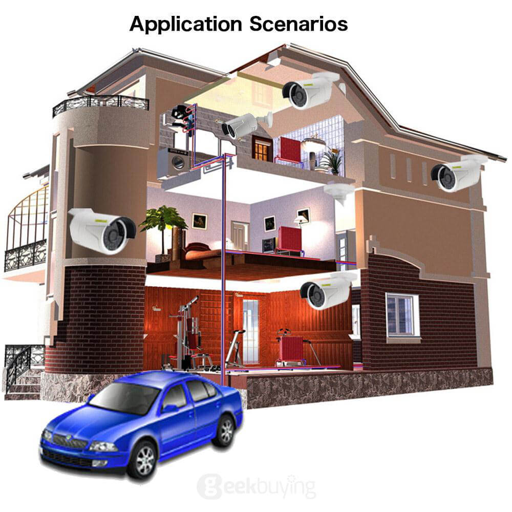 A4X100W1A 4CH HDMI 720P HD Waterproof Outdoor IR-CUT Security Cameras 100W HD Camera Kit
