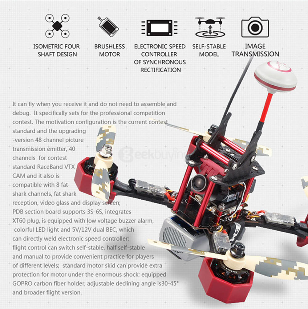 JJRC JJPRO-P200 5.8G 48CH Raceband FPV With Skyline32 CMOS 800TVL Camera RC Racing Drone ARF