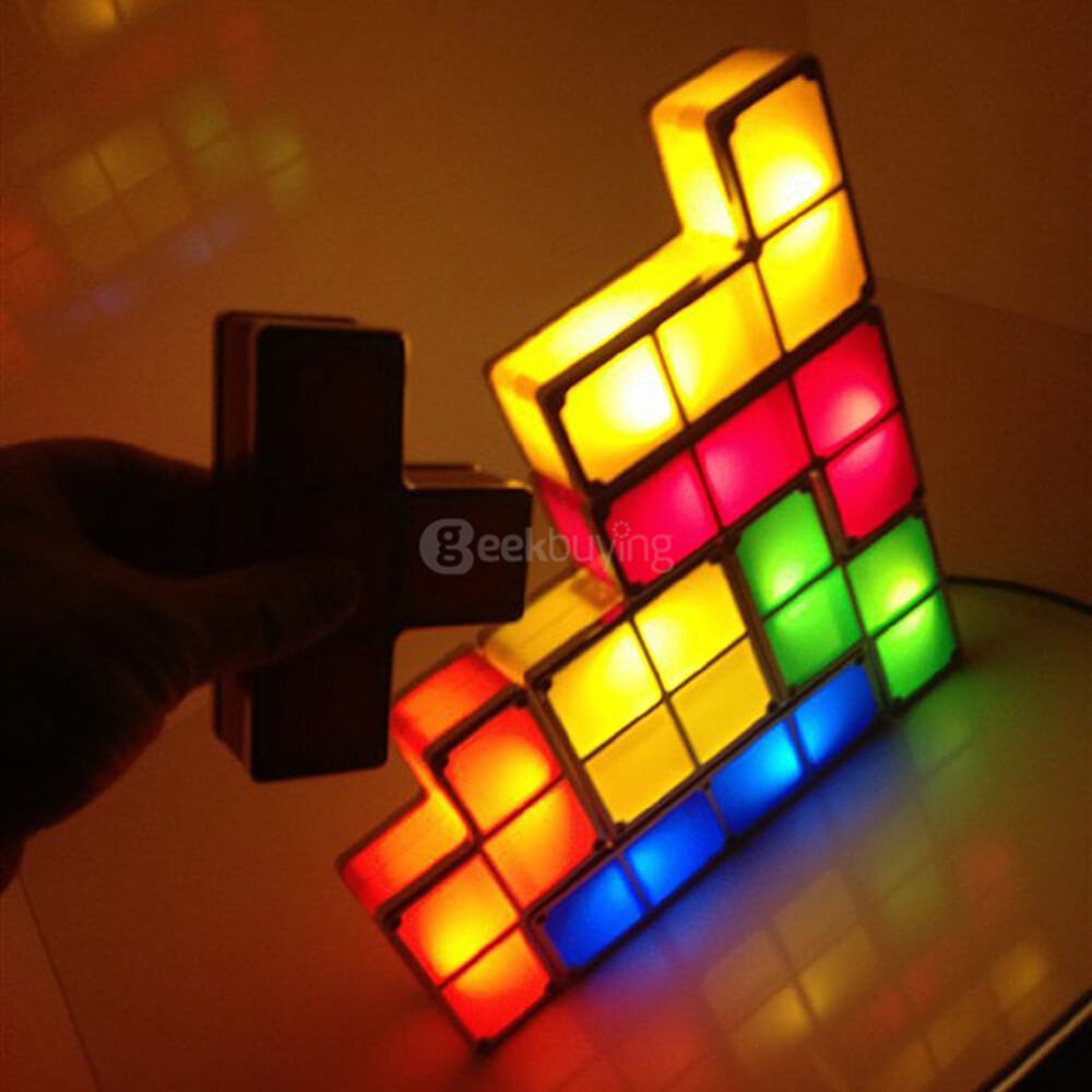 Tetris DIY LED Desk Lamp Constructible Retro Game Style Stackable Tetromino LED Light