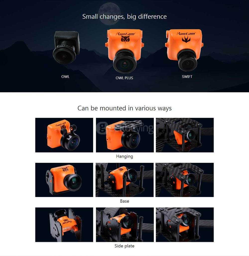 RUNCAM OWL PLUS 700TVL 5-22V 0.0001 Lux 150 Degrees Wide Angle Mini FPV Camera PAL for Drone Quadcopter