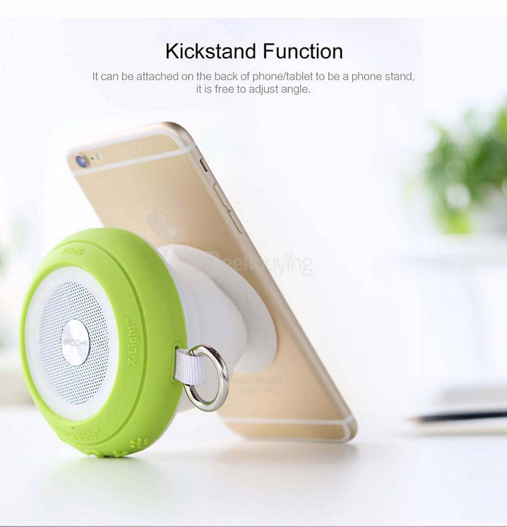 ROCK RAU0520 Suction Cup Bluetooth 4.0 Speaker Mini Pocket Music Player Bass Resonator IPX4 Waterproof With Kickstand Handsfree Functions - Gray