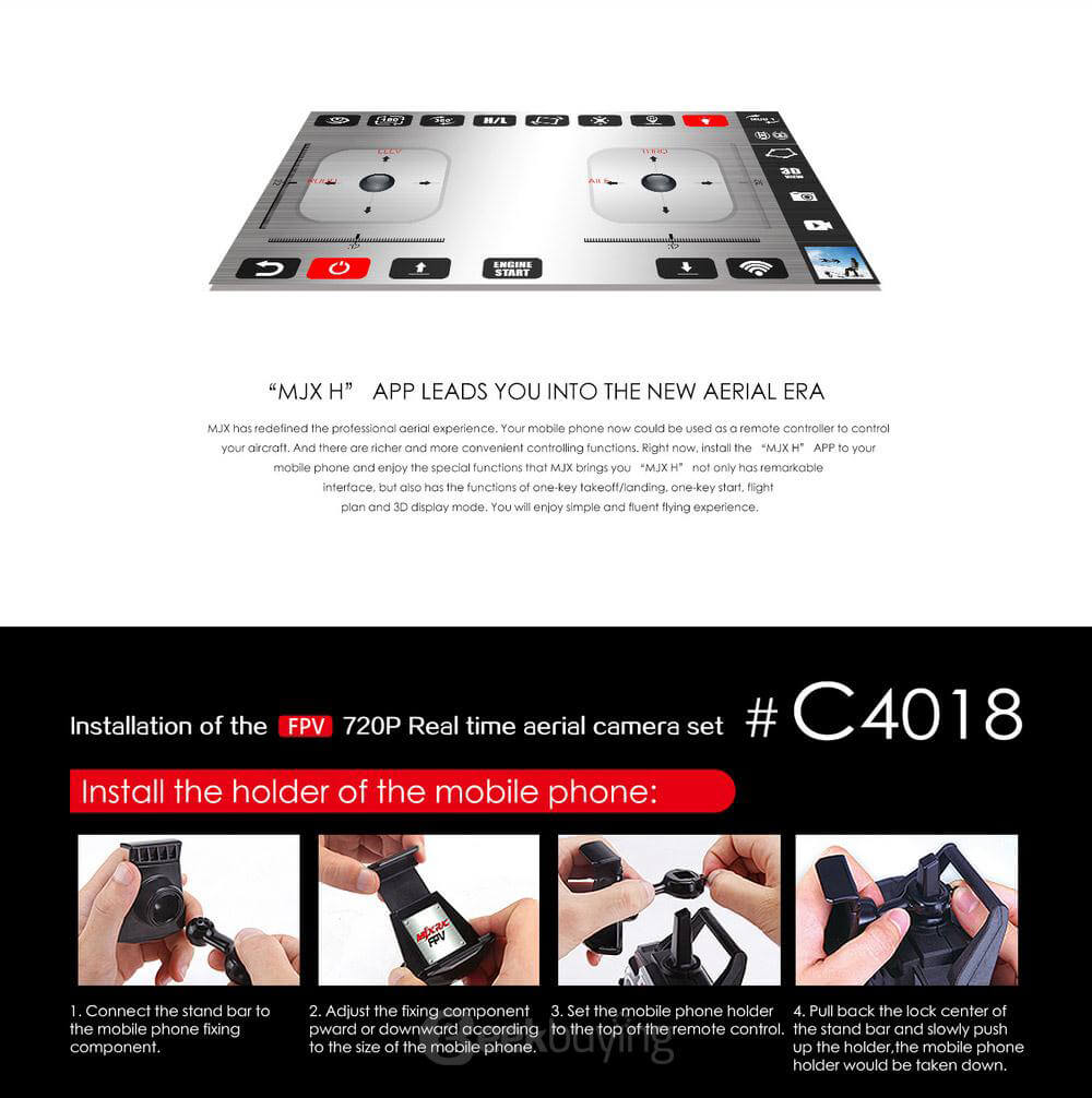 MJX C4018 Upgraded C4008 720P Real Time Aerial FPV Camera Set for MJX X600/X101/X102H