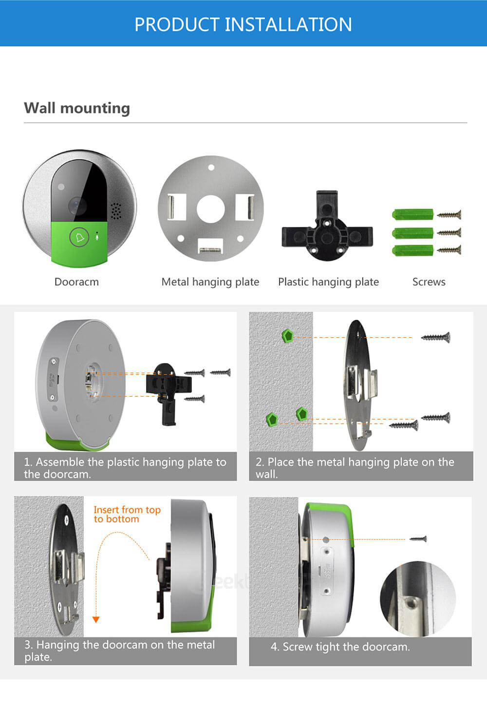 VStarcam C7895WIP 720P HD WiFi IP Camera Wireless Door Bell support SD Card Video Door Phone Recorder - Gray