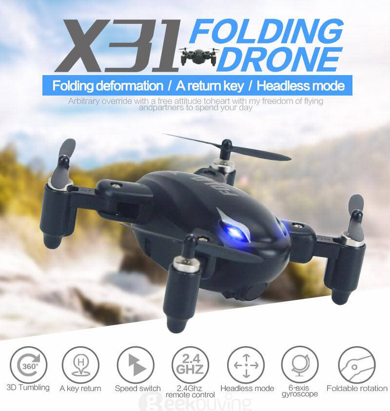 SY X31 Foldable Arm Headless Mode 2.4G 4CH Mini RC Quadcopter RTF - White