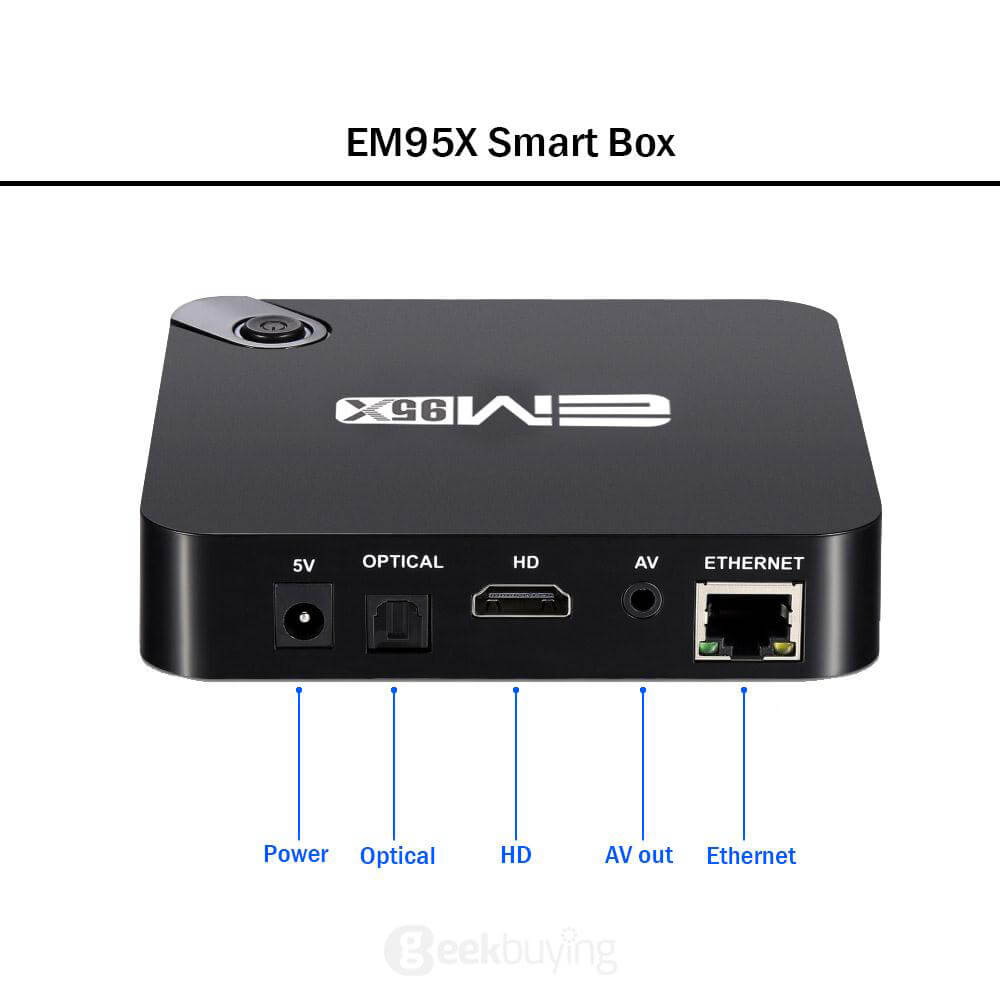 Bundle EM95X Amlogic S905X Android 6.0 Marshmallow TV BOX 1G/8G WIFI Bluetooth KODI LED Display + Rii i8+ Hebrew Israel Air Mouse Black