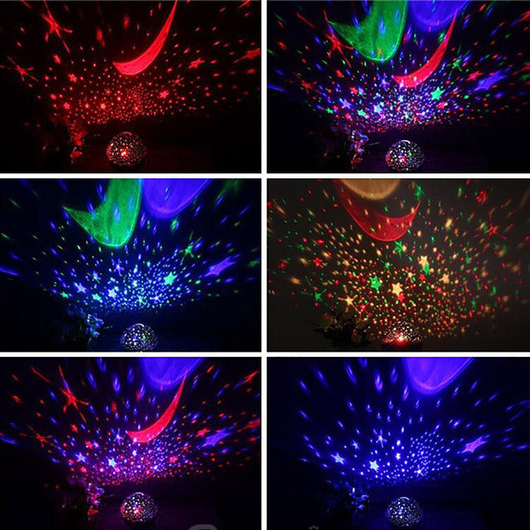 New Rotating Star Moon Sky Rotation Night Projector Light Projection Lamp Kids Bed Lamp - Pink