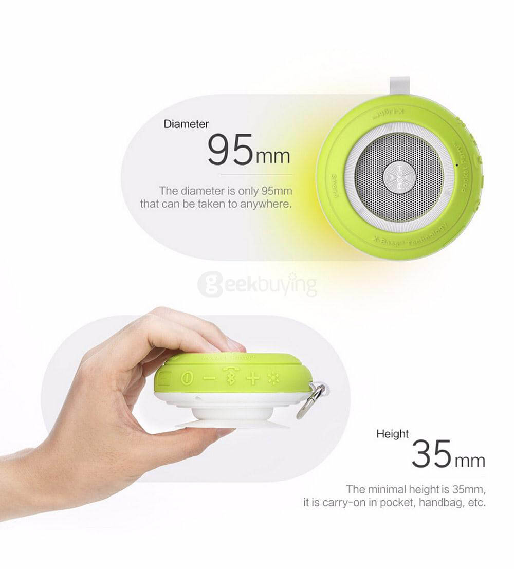 ROCK RAU0520 Suction Cup Bluetooth 4.0 Speaker Mini Pocket Music Player Bass Resonator IPX4 Waterproof With Kickstand Handsfree Functions - Gray
