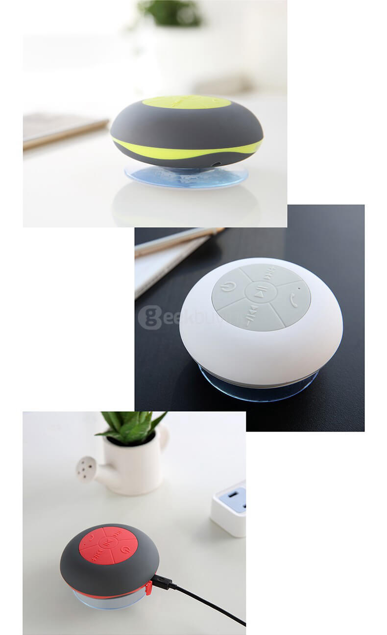 ROCK B1 Portable Suction Cup Bluetooth V2.1 Speaker IPX4 Waterproof Mini Pocket Music Player Built-in MIC Handsfree Call - Green