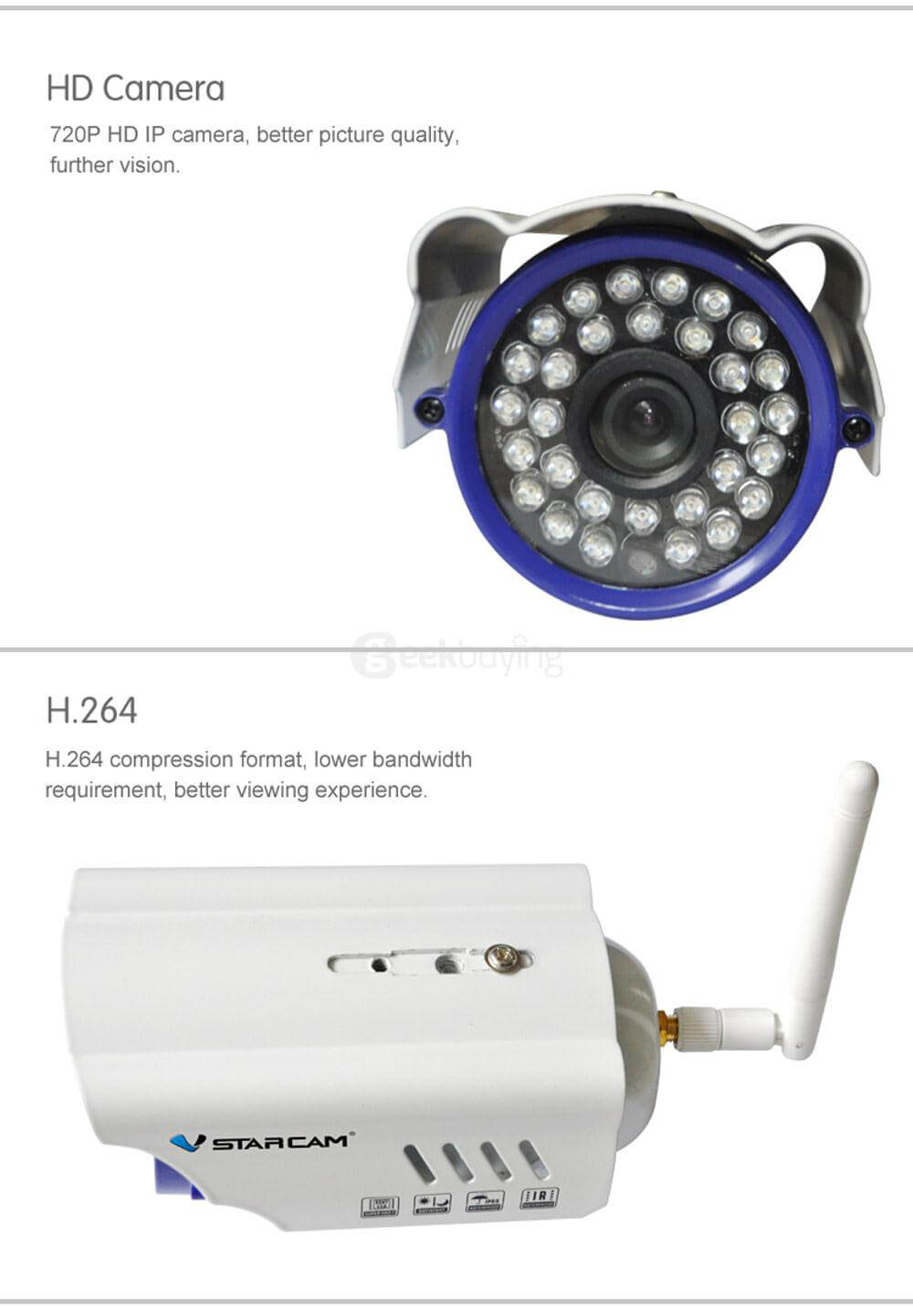Vstarcam C7815WIP 720P HD WiFi IP Camera H.264 Multi-stream ONVIF/RTSP Protocol Network Camera