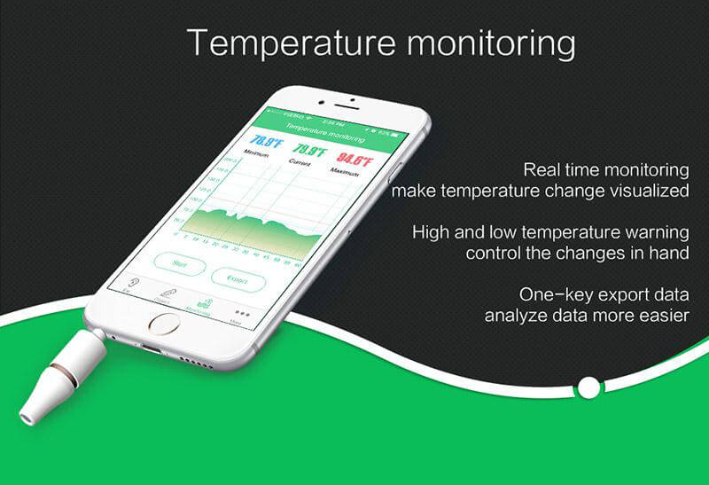 Didicer Smart Digital Infrared Ear Thermometer for Baby Adults Temperature Measuring Health Care for iOS Phones - Green