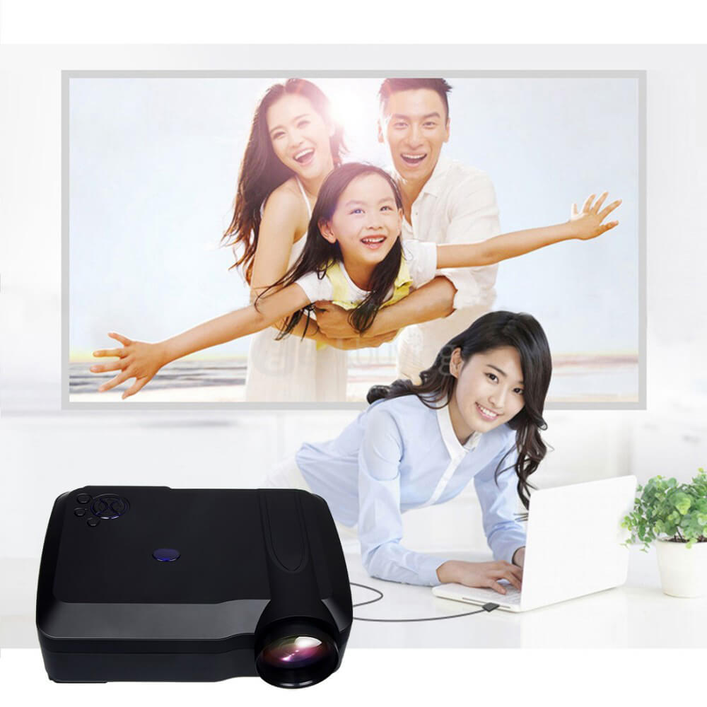 HT60 LED Projector 5.8 inch 280 Lumens 1280*768 DPI Full HD 1080P Home Theater Multimedia with HDMI TV USB AV Input - White