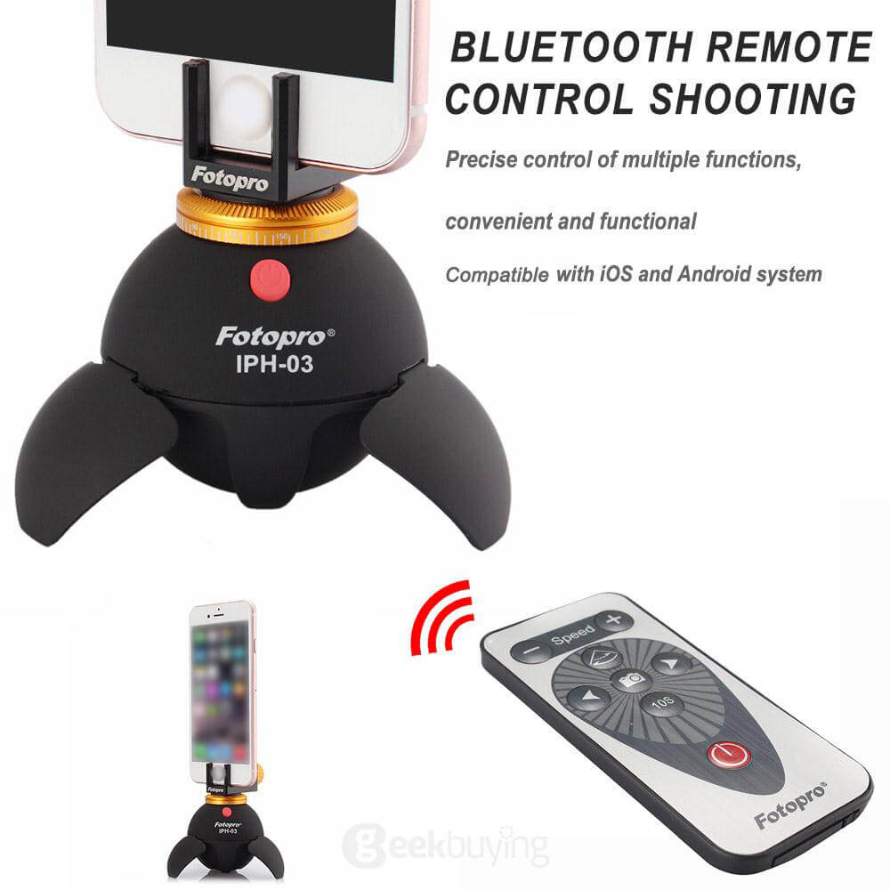 Fotopro IPH - 03 Bluetooth 4.0 Smart Selfie Self-timer Electronic 360 Degree Remote Control Selfie Shutter Panorama Head - Black