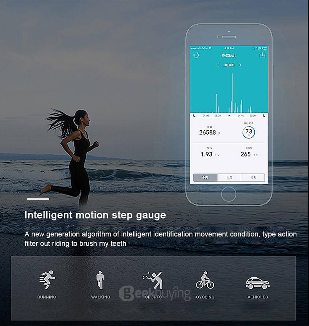 CK11 Bluetooth 4.0 Smart Bracelet Heart Rate / Blood Oxygen Monitor Sleep Tracker Drink Reminder Call Reminder Anti-lost for iOS Android - Black