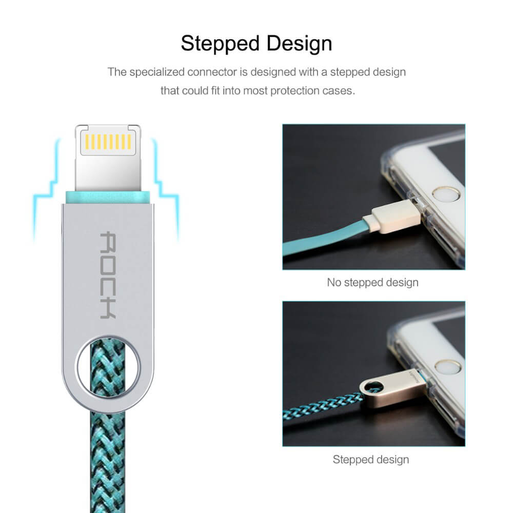 ROCK R1 Reversible 8Pin & Micro Combo Cable USB Charging Cable 2 in 1 Connector Data Transfer Cable For Apple / Android - Yellow