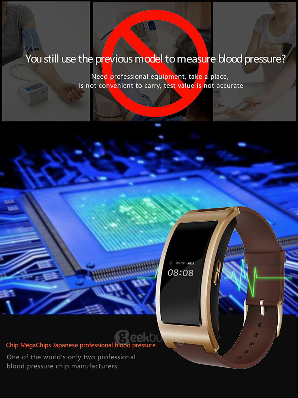 CK11 Bluetooth 4.0 Smart Bracelet Heart Rate / Blood Oxygen Monitor Sleep Tracker Drink Reminder Call Reminder Anti-lost for iOS Android - Black