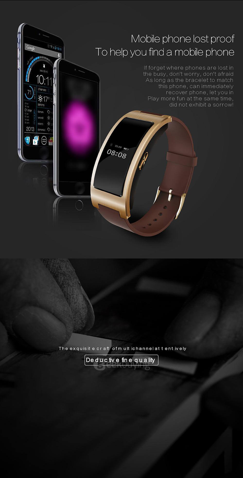 CK11 Bluetooth 4.0 Smart Bracelet Heart Rate / Blood Oxygen Monitor Sleep Tracker Drink Reminder Call Reminder Anti-lost for iOS Android - Black