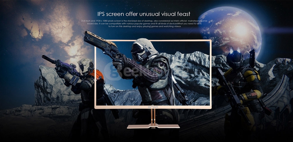 Onda P280 G2 Desktop PC 23.8 inch DOS Intel Pentium G3260 Dual Core 3.3GHz 4GB RAM 120GB SSD IPS 1920*1080 - Gold