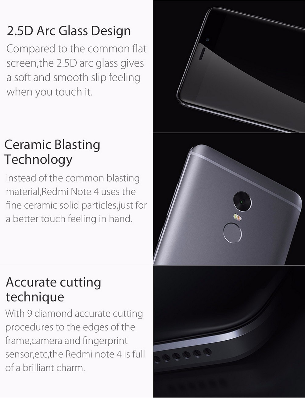 Xiaomi Redmi Note 4 Pro 5.5inch FHD 2.5D Arc Screen MIUI 8 4G LTE Smartphone Helio X20 MT6797 Deca Core 3GB RAM 64GB ROM 13.0MP Touch ID 4100mAh Metal Body - Black