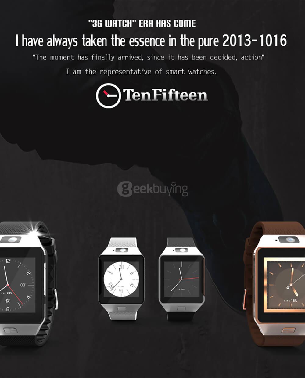 TenFifteen QW09 3G Smart Watch Phone Android 4.4 1.54 inch MTK6572 Dual Core 1.2GHz 512MB/4GB 5.0MP Camera Bluetooth 4.0 WiFi - Black