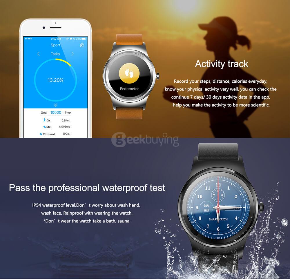 SMA-R Dual Bluetooth Smart Watch MTK2502 Heart Rate Monitor Fitness Tracker / Siri Voice Control / Info Push for Android iOS (Steel Band) - Black