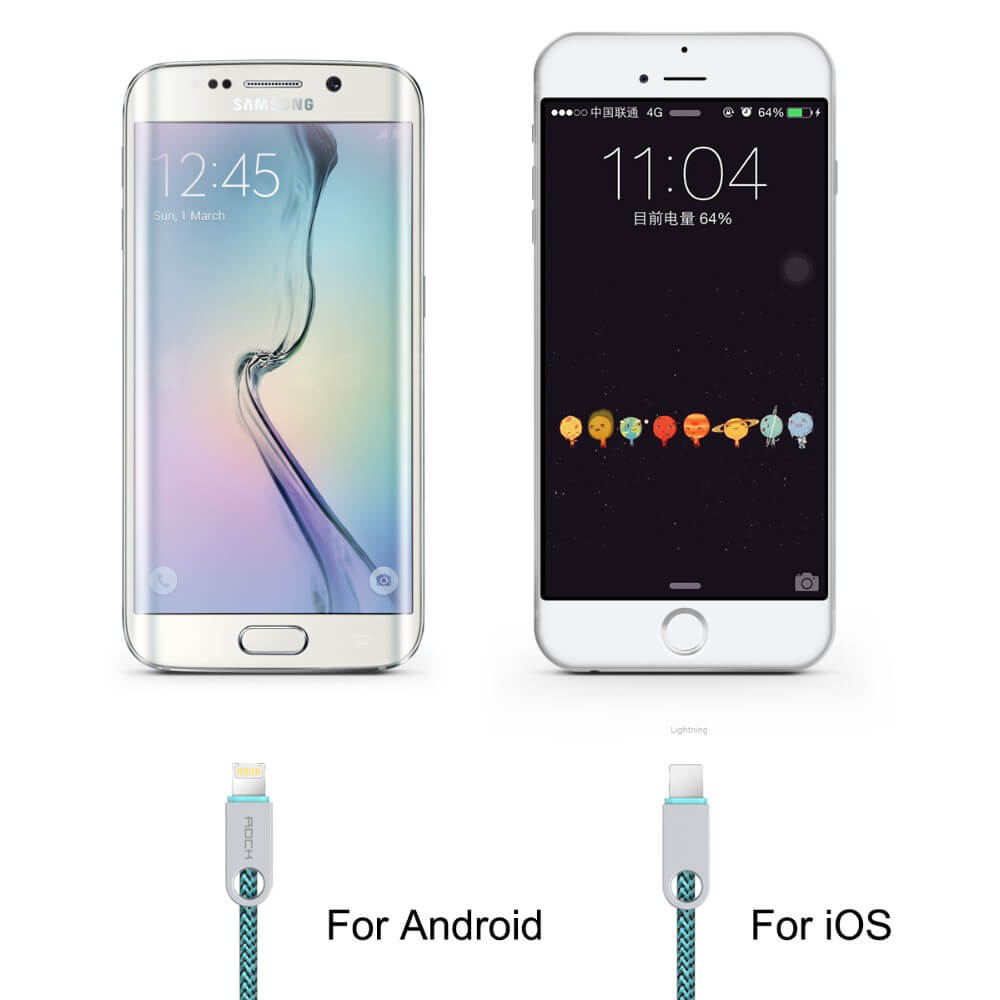 ROCK R1 Reversible 8Pin & Micro Combo Cable USB Charging Cable 2 in 1 Connector Data Transfer Cable For Apple / Android - Yellow