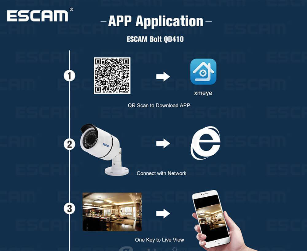 Escam Bolt QD410 H.265 4MP IP IR Bullet Camera IP66 Waterproof 3.6mm Fixed Lens Support OnVIF