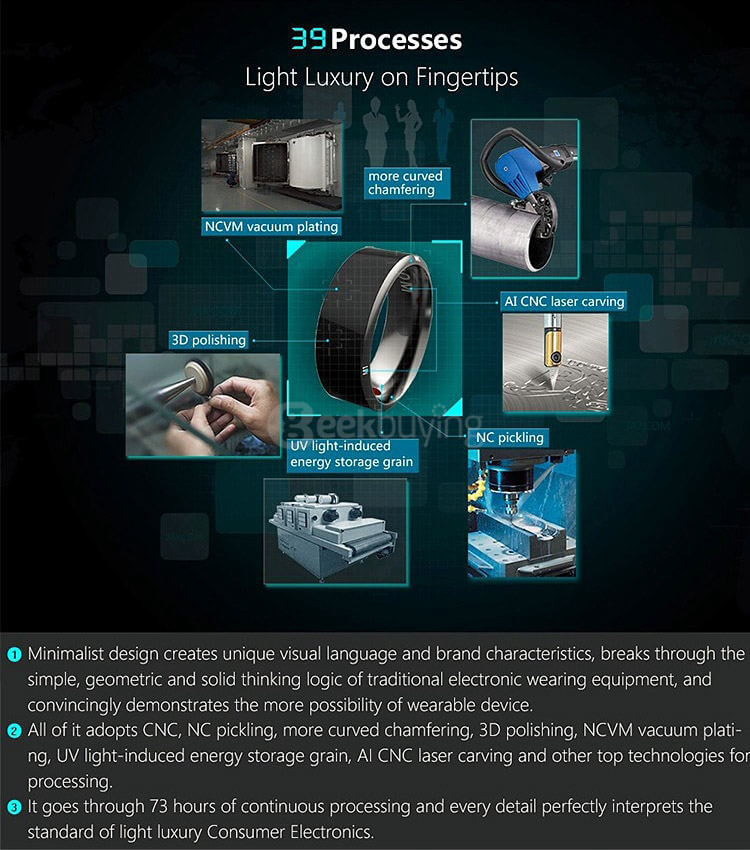 Jakcom R3 Smart Magic Ring App Enabled NFC Technology Health Module Waterproof Dust-proof Fall-proof For Android iOS Smartphones Size 8 - Black