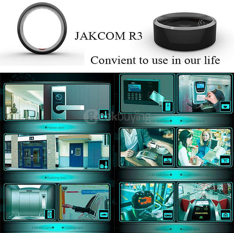 Jakcom R3 Smart Magic Ring App Enabled NFC Technology Health Module Waterproof Dust-proof Fall-proof For Android iOS Smartphones Size 8 - Black