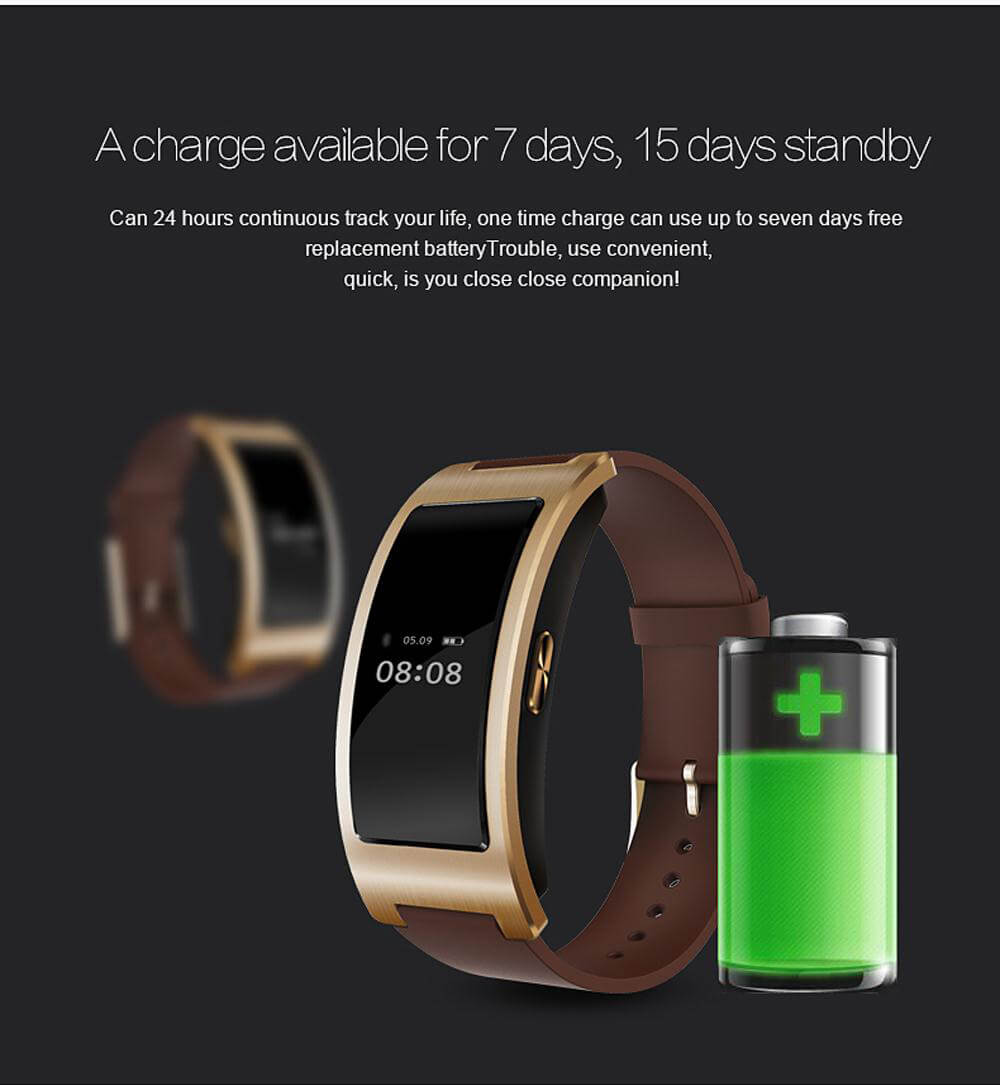 CK11 Bluetooth 4.0 Smart Bracelet Heart Rate / Blood Oxygen Monitor Sleep Tracker Drink Reminder Call Reminder Anti-lost for iOS Android - Black
