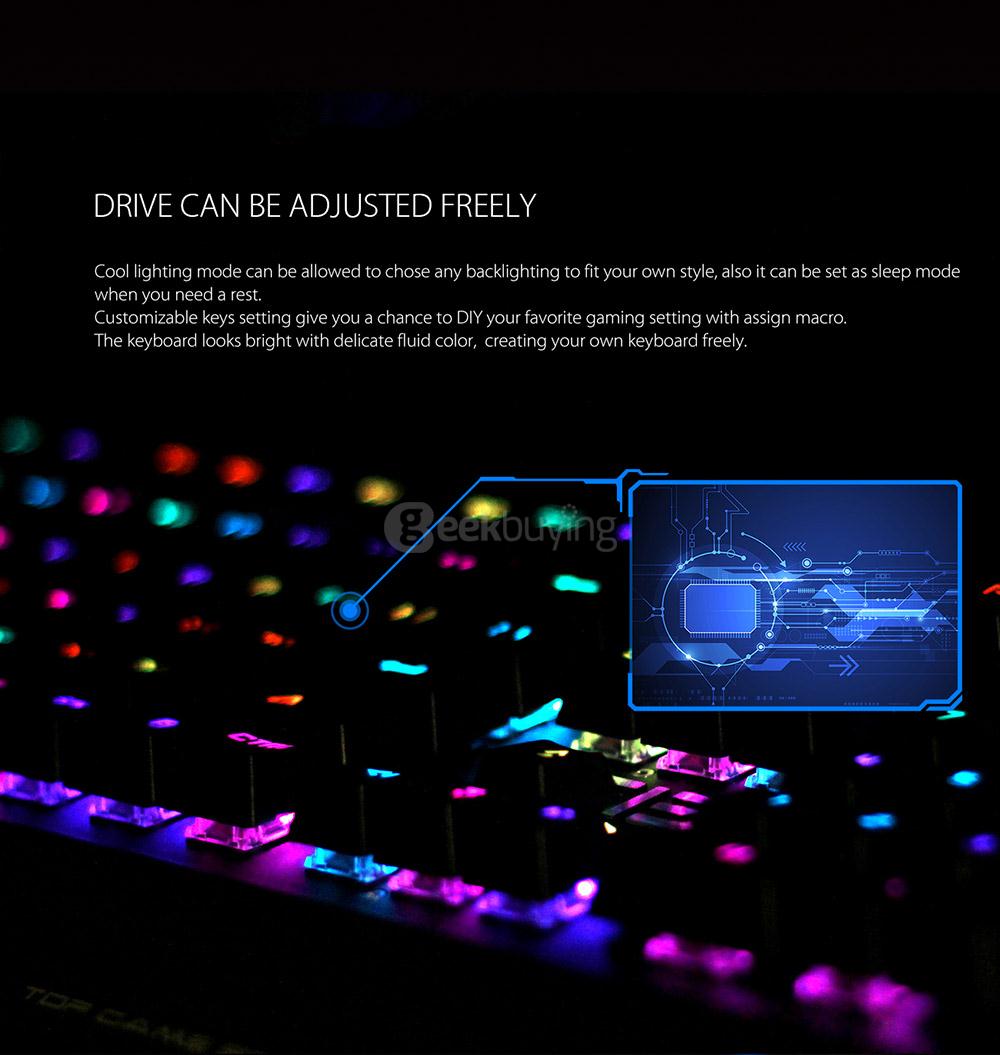 Elephone EleEnter Game2 Professional Mechanical Gaming Keyboard USB Wired 104 Keys Colorful RGB LED Backlit for Computer Laptop PC - Black (US Standard)