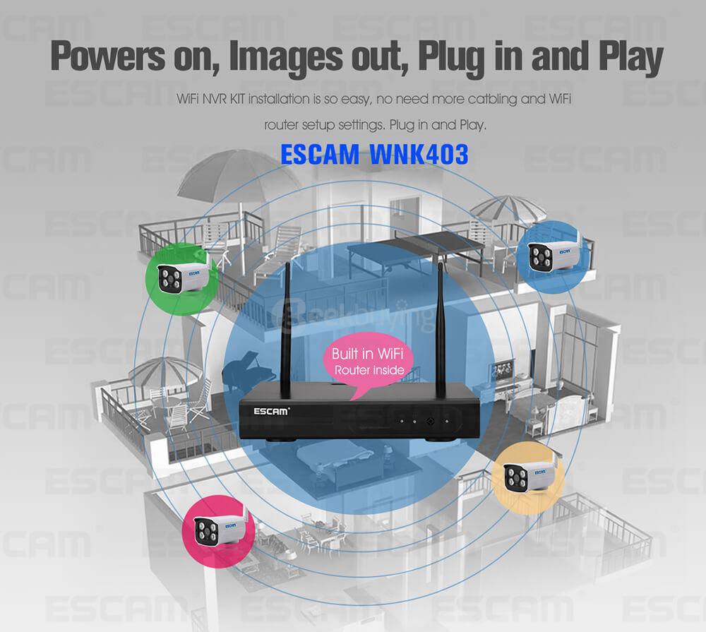 ESCAM WNK403 4CH WiFi IP Cameras and 1CH WiFi NVR 720P Wireless NVR Kit