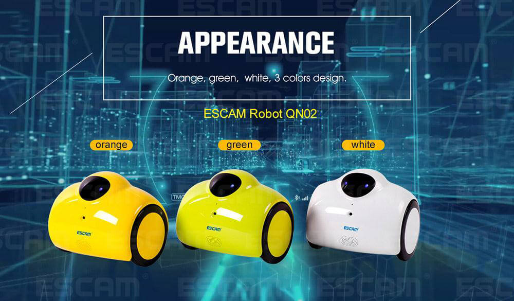 ESCAM Robot QN02 720P WiFi Mobile Camera Touch Interactive Move Laugh Automatically Charge Support Remote Video - Yellow