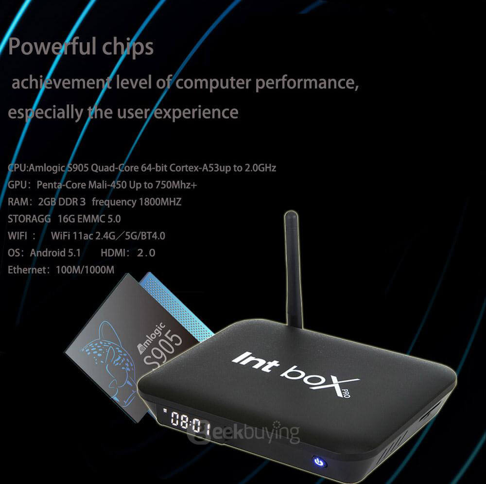 Bundle Intbox pro M7S Amlogic S905 4K TV BOX Android 5.1 Lollipop KODI 2G/16G 802.11AC WIFI 1000M LAN Bluetooth4.0 + Rii i8+Israel Hebrew Language Keyboard - Black
