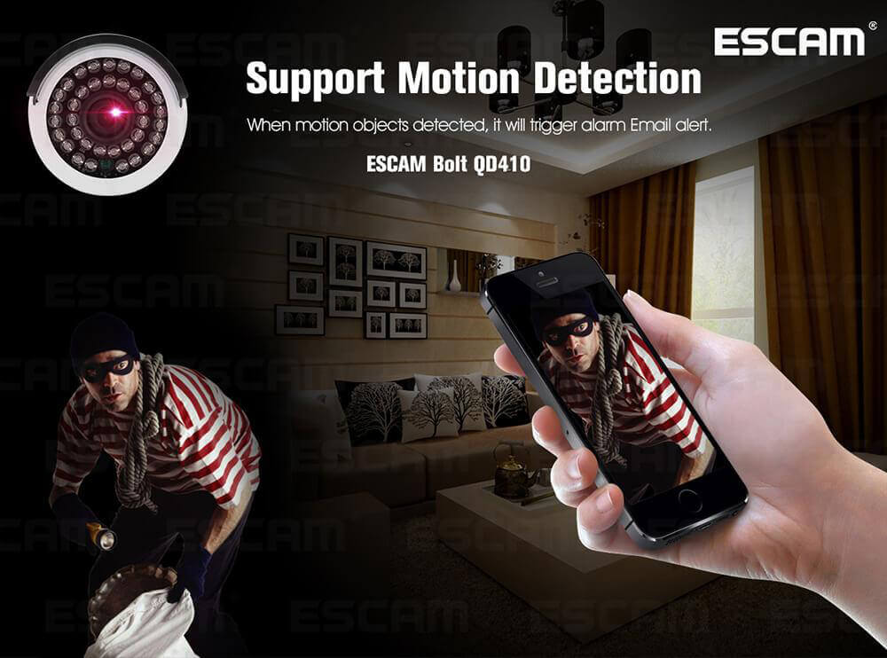 Escam Bolt QD410 H.265 4MP IP IR Bullet Camera IP66 Waterproof 3.6mm Fixed Lens Support OnVIF